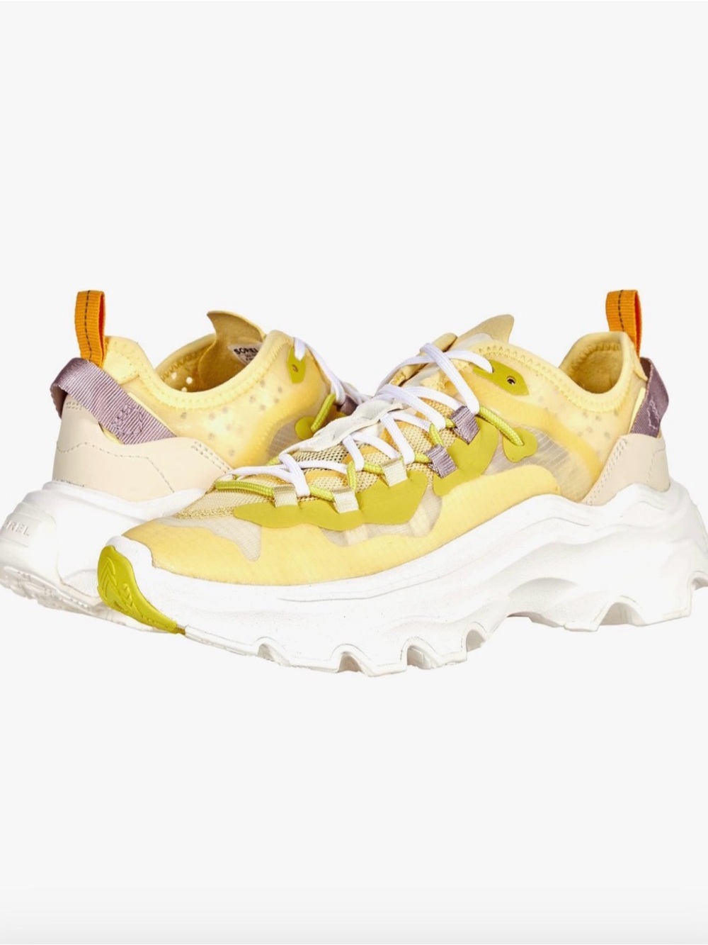 EUC Sorel Kinetic Breakthrough Tech Yellow/Chalk Women’s Chunky Lace-Up Sneakers